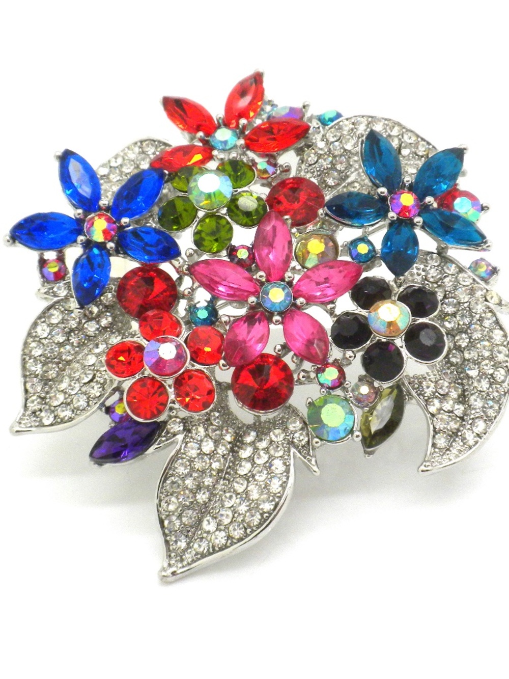 Large Austrian Crystal Flower Bouquet Brooch Pin Beauty